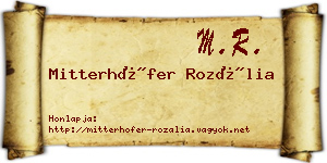 Mitterhöfer Rozália névjegykártya